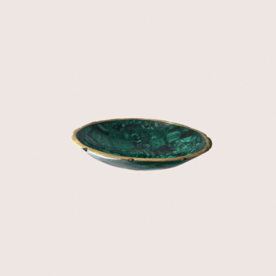 Malachit Schale - Schmuckschale mit goldenem Rand